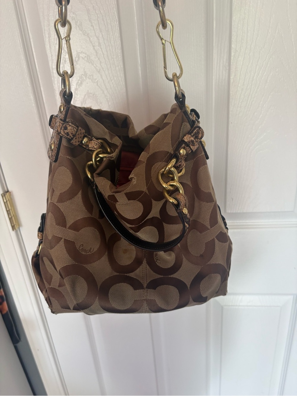 Vintage Coach Brown Signature Canvas Shoulder Bag